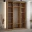 Kleiderschrank Mina mit Schiebetüren und Spiegel, Eiche/Schwarz, viel Stauraum, auch für Wohnzimmer geeignet, Anti Staubbürsten, 235,2 x 180 x 60 cm
