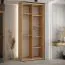 Eichenfarbener Kleiderschrank Mina mit Spiegel-Schiebetüre, auch für Wohnzimmer geeignet, Anti Staubbürsten, schwarze Metallgriffe, 235,2 x 120 x 60 cm