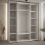 Platzsparender Spiegel Kleiderschrank Mina, Schiebetüren, in Weiß/Schwarz gehalten, Anti Staubbürsten enthalten, viel Stauraum, 235,2 x 190 x 60 cm