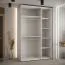 Kleiderschrank Mina mit Schiebetüren in Weiß/Eiche gehalten, Anti Staubbürsten, platzsparend, viel Stauraum, 235,2 x 150 x 60 cm, robustes Material