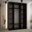 Schwarzer Schiebetürenschrank Mina, Lamellen in Artisan Eiche, Schwarzer Stahlgriff, viel Stauraum, Anti Staubbürsten, 235,2 x 170 x 60 cm, platzsparend