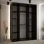 Schwarzer Schiebetürenschrank Mina, Lamellen in Artisan Eiche, Schwarzer Stahlgriff, viel Stauraum, Anti Staubbürsten, 235,2 x 170 x 60 cm, platzsparend