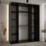 Schiebetürenschrank Mina in Schwarz/Eiche, Front aus laminierter Platte, Anti Staubbürsten, Metallgriffe in schwarz, 235,2 x 190 x 60 cm, platzsparend
