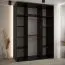 Einfacher Schiebetürenschrank mit Spiegeln Mina in Schwarz/Eiche, inklusive Anti Staubbürsten, schwarze Metallgriffe, viel Stauraum, 235,2 x 160 x 60 cm