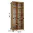 Kleiderschrank Mina mit Schiebetüren in Eiche/Schwarz, viel Stauraum, Großer Spiegel, auch für Wohnzimmer geeignet, Anti Staubbürsten, 235,2 x 120 x 60 cm