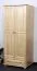 Schmaler Kleiderschrank | 2 Drehtüren | 1 Schublade | 4 Fächer | mit Kleiderstange | 80 cm breit | Massivholz | Farbe: Natur Abbildung