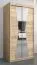 Schiebetürenschrank / Kleiderschrank Naranco 01 mit Spiegel, Farbe: Eiche Sonoma - Abmessungen: 200 x 100 x 62 cm ( H x B x T)