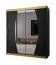 Moderner Schiebetürenschrank Schwarzhorn 12, Schwarz Matt, Griffe: Gold, Maße: 200 x 180 x 62 cm, 10 Fächer, 2 Kleiderstangen, mit Spiegel