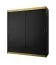 Schwarzer Schiebetürenschrank Bernina 66, Matte Oberfläche, 10 Fächer, 2 Kleiderstangen, Maße: 200 x 180 x 62 cm, Griffe: Gold