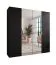 Drehtürenschrank | Farbe: Schwarz | 2 Spiegeltüren | Griffe: Kaschmir | 2 Fächer | 2 Kleiderstangen | Maße: 200 x 52 x 202 cm | Soft-Close-Funktion