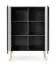 Schwarze Kommode Makreb 18 mit 6 Fächern, 129 x 103 x 39 cm, Soft Close System, Beine aus Metall in Gold, ABS, gefräßte Fronten, Wohnzimmer, Schlafzimmer
