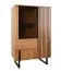 Vitrine Slatina 06, Farbe: Eiche / Schwarz, teilmassiv - Abmessungen: 146 x 91 x 45 cm (H x B x T)