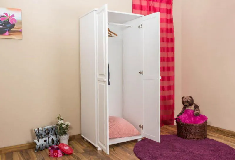 Massivholz-Schrank, Farbe: Weiß 190x80x60 cm Abbildung