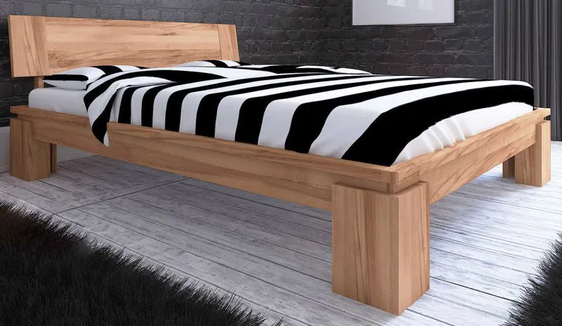 Buche-Bett massiv | 180 x 200 cm | Kernbuche | Geölt | Natur Abbildung