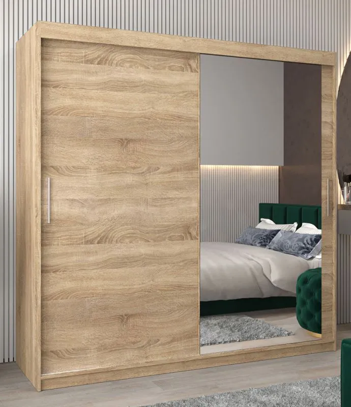 2 Meter breiter Kleiderschrank mit 2 Türen | Farbe: Sonoma Eiche Abbildung