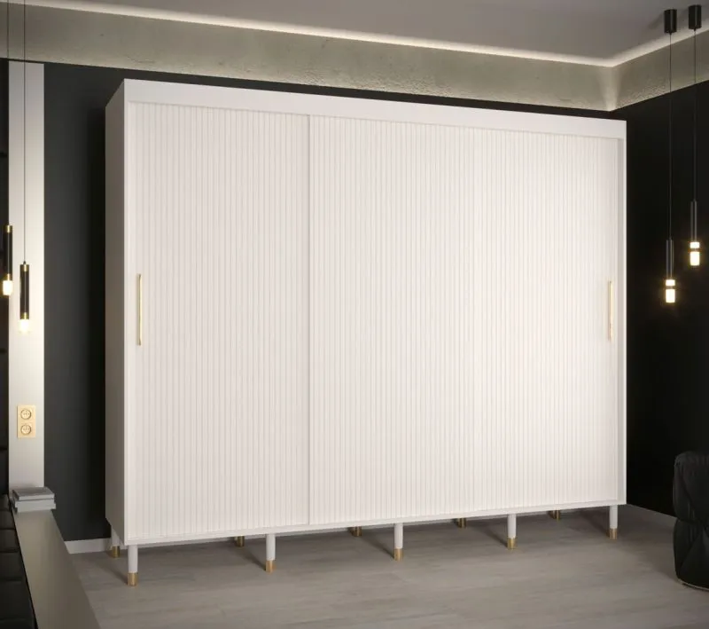 Großer Kleiderschrank mit 10 Fächern Jotunheimen 107, Farbe: Weiß - Abmessungen: 208 x 250,5 x 62 cm (H x B x T)