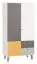 Jugendzimmer - Drehtürenschrank / Kleiderschrank Syrina 04, Farbe: Weiß / Grau / Gelb - Abmessungen: 202 x 104 x 55 cm (H x B x T)