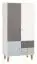 Jugendzimmer - Drehtürenschrank / Kleiderschrank Syrina 04, Farbe: Weiß / Grau / Blau - Abmessungen: 202 x 104 x 55 cm (H x B x T)