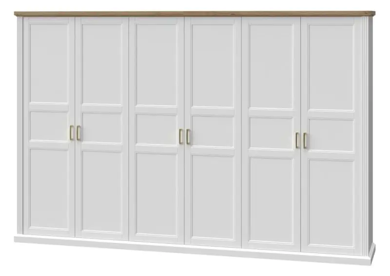Großer 346 cm breiter Kleiderschrank mit 6 Türen | Farbe: Weiß Abbildung