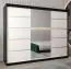 250 cm breiter Kleiderschrank mit 10 Fächern und 3 Türen | Farbe: Weiß / Schwarz Abbildung