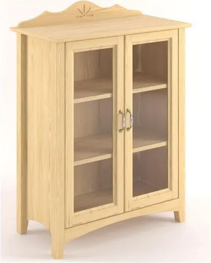 Regalschrank, Vitrine, 100 cm breit, Kiefer Holz-Massiv, Optik: Natur Abbildung