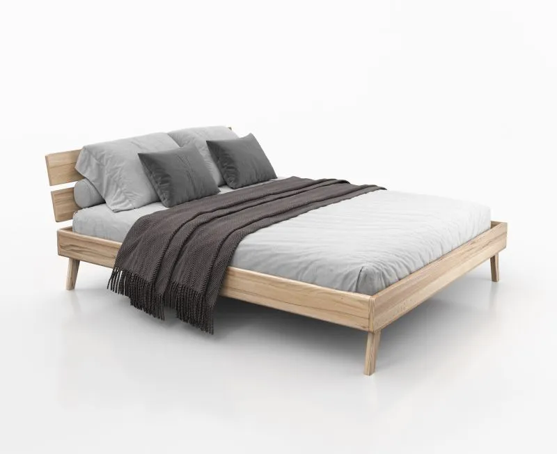 Doppelbett / Gästebett Engordany 09 | Buche Vollholz massiv | lackiert | Liegefläche: 160 x 200 cm | Farbe: Buche | mit stabiler Kopfstütze | lange Lebensdauer