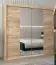 Schiebetürenschrank / Kleiderschrank Bisaurin 5B mit Spiegel, Farbe: Eiche Sonoma - Abmessungen: 200 x 200 x 62 cm ( H x B x T)
