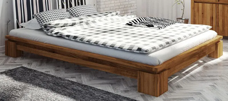 Wildeiche-Bett massiv | 180 x 200 cm | Wildeiche | Geölt | Natur Abbildung