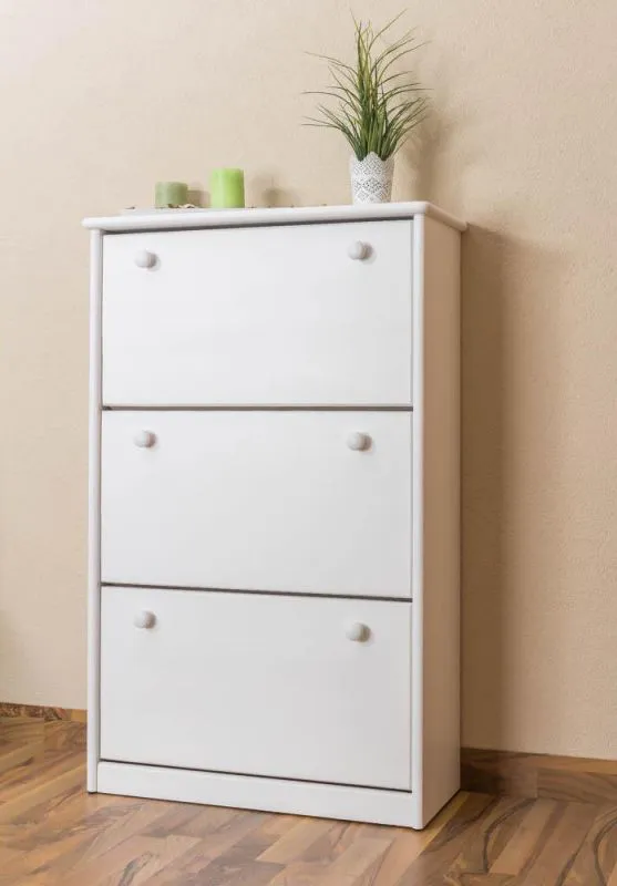 Schuhschrank Schuhkommode Holz massiv, Farbe: Weiß 115x72x29 cm, für Garderobe, Vorzimmer, Flur Abbildung