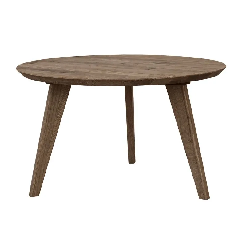 Runder Couchtisch Erdre 05, geölt, mit 70 cm Durchmesser, Farbe: Tabacco, aus Massivholz Eiche, Tischplatte 2 cm, Maße: 70 x 70 x 41,5 cm, hochwertig