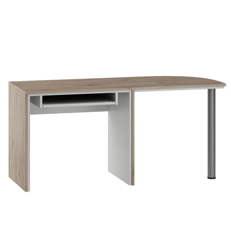 Schreibtisch Cianjur 04, Farbe: Eiche / Weiß - Abmessungen: 77 x 160 x 60 cm (H x B x T)