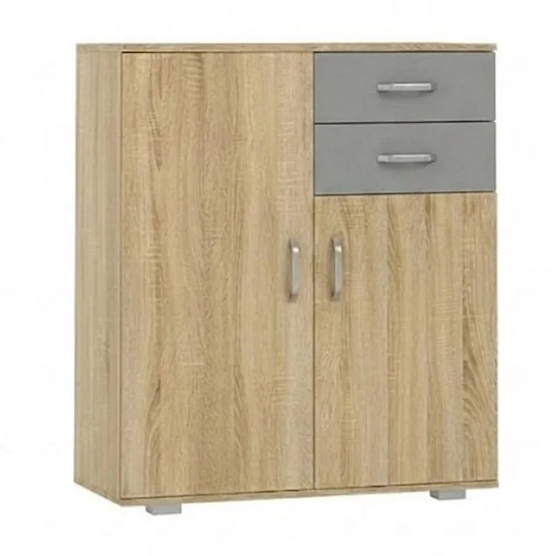 Kommode Ciomas 11, Farbe: Sonoma Eiche / Grau - Abmessungen: 104 x 90 x 40 cm (H x B x T)