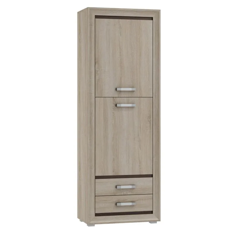 Schrank Kundiawa 33, Farbe: Sonoma Eiche hell / Sonoma Eiche dunkel - Abmessungen: 200 x 70 x 40 cm (H x B x T)
