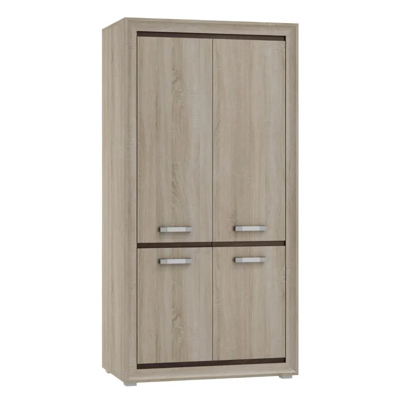 Drehtürenschrank / Kleiderschrank Kundiawa 32, Farbe: Sonoma Eiche hell / Sonoma Eiche dunkel - Abmessungen: 200 x 100 x 58 cm (H x B x T)