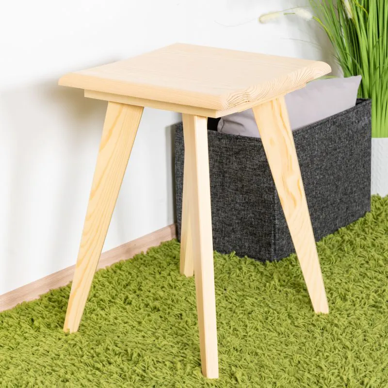 Hocker Kiefer massiv natur Aurornis 66 - Abmessungen: 45 x 32 x 32 cm (H x B x T)