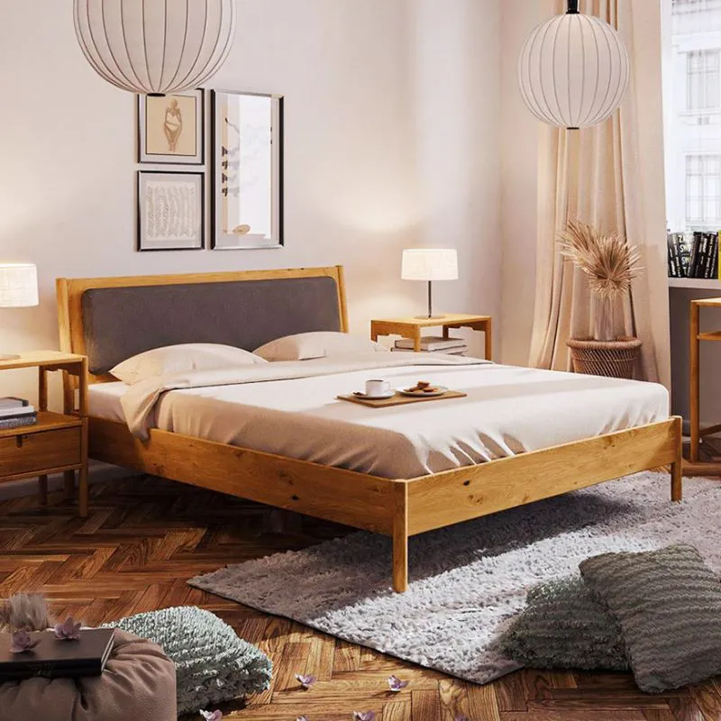 Eiche-Bett massiv | 90 x 200 cm | Wildeiche | Geölt | Natur Abbildung