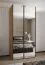 Kleiderschrank / Schiebetürenschrank | 2 Kleiderstangen | 245,5 x 100 x 64 cm | 6 Einlegeböden | 6 Fächer | 2 Schiebetüren | Farbe: Eiche Artisan
