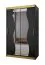 Schwarzer Kleiderschrank Lenzspitze 06, Matte Oberfläche, Griffe: Gold, mit Spiegel, 2 Kleiderstangen, 5 Fächer, Maße: 200 x 120 x 62 cm