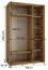 Weißer Schiebetürenschrank Mina, Lamellen in schwarzer Optik, Schwarzer Stahlgriff, platzsparend, viel Stauraum, Anti Staubbürsten, 235,2 x 150 x 60 cm