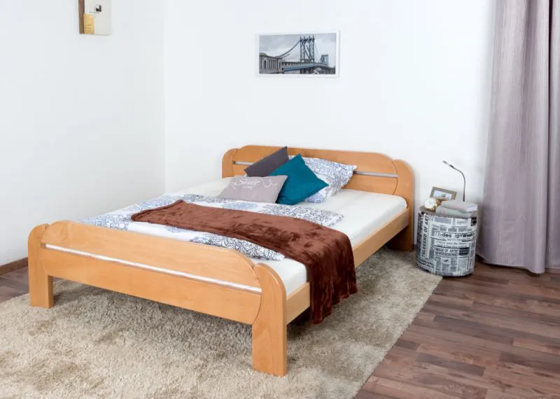 Doppelbett / Gästebett Wooden Nature 140 Buche massiv Natur, inkl. Lattenrost - 160 x 200 cm (B x L)