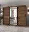 Schiebetürenschrank | dekorative Spiegeltür | Farbe: Walnuss Warmia | 2 Kleiderstangen | Kleiderschrank | 10 Fächer | 250 x 62 x 200 cm | Langlebig und Widerstandsfähig