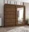 Schiebetürenschrank / Kleiderschrank | Farbe: Walnuss | 10 Fächer | eine Spiegeltür | 2 Meter breit | zwei Kleiderstangen | Aluminiumschienen