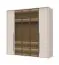 Kleiderschrank mit drei Glastüren mit Rahmen Neiafu 43, Farbe: Kaschmir, inkl. Innenbeleuchtung, drei Kleiderstangen, Maße: 224 x 227 x 56 cm, Soft-Close-Funktion
