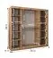 Schiebetürenschrank / Kleiderschrank Jorasses 19, Farbe: Schwarz, 2 Meter breit, fünf Fächer, eine Spiegeltür, zwei Kleiderstangen, Aluminiumschienen