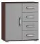 Kommode Tabubil 04, Farbe: Wenge / Grau - Abmessungen: 92 x 80 x 41 cm (H x B x T)