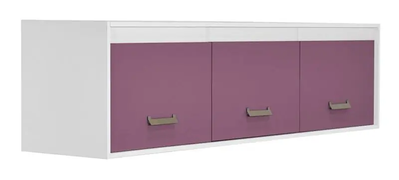 Kinderzimmer - Hängeschrank / Bettüberbau Koa 11, Farbe: Weiß / Violett - Abmessungen: 50 x 206 x 42 cm (H x B x T)
