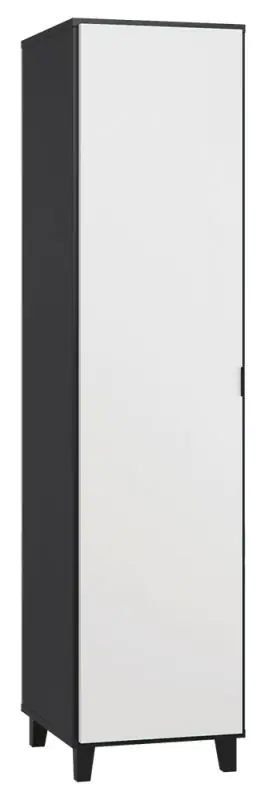 47 cm breiter Kleiderschrank mit 1 Tür | Farbe: Schwarz / Weiß Abbildung
