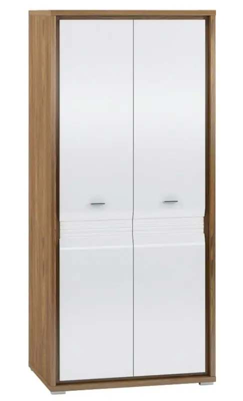 92 cm breiter Kleiderschrank mit 2 Türen | Farbe: Nuss / Weiß Abbildung