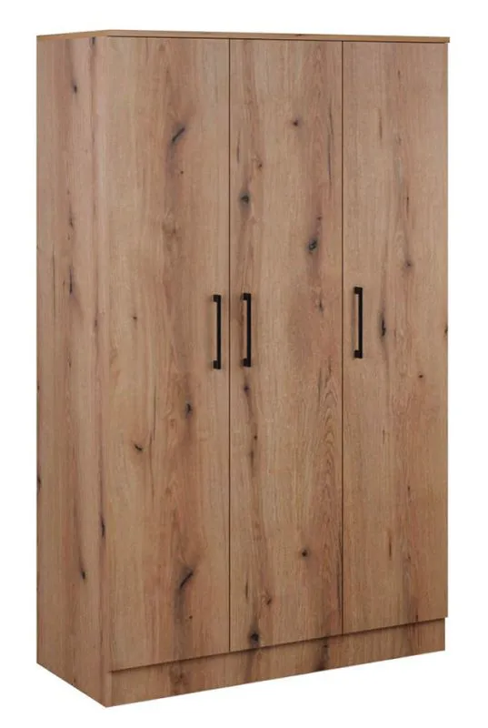 123 cm breiter Kleiderschrank mit 3 Türen | Farbe: Eiche Abbildung