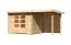 Gartenhaus SET mit Pultdach inkl. Anbaudach & Rückwand, Farbe: Naturbelassen, Grundfläche: 6,16 m²